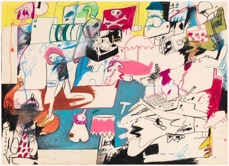 &quot;Untitled&quot;, 1960 Caran d&rsquo;Ache crayon, collage on paper