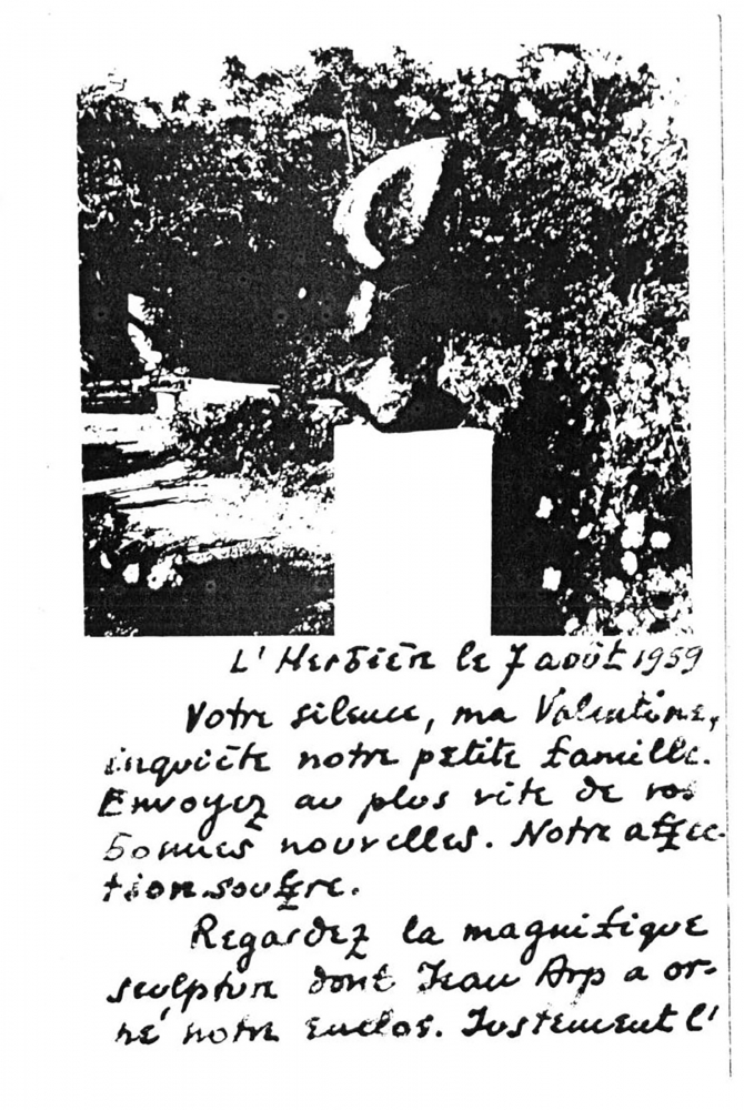 Letter to Valentine Hugo illustrating the sculpture in the writer&#039;s garden.