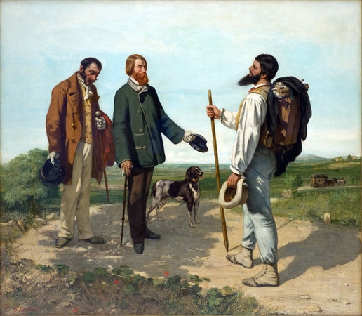 Gustave Courbet, &quot;The Meeting&nbsp;(Bonjour Monsieur&nbsp;Courbet)&quot;, 1854

Oil on canvas, 50 3/4 x 58 1/2 inches (129 x 149 cm)&nbsp;

Collection: Mus&eacute;e Fabre, Montpellier