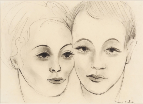 &ldquo;Deux t&ecirc;tes de jeunes femmes&rdquo;, ca. 1941-1942, Pencil on paper