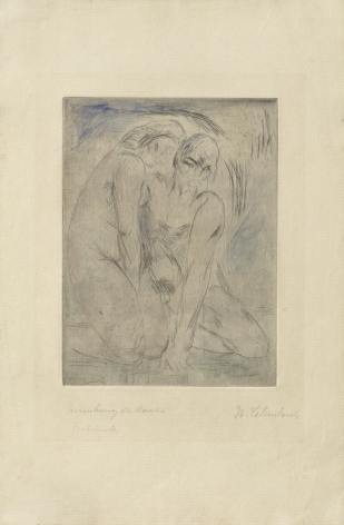 &quot;Versuchung&quot;, 1914 Drypoint etching, watercolor, trial proof